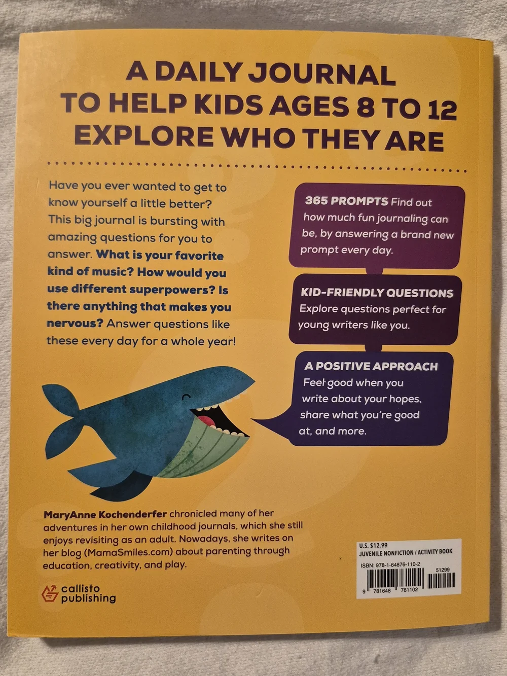 Question a Day Journal for Kids — Yellow Daily Prompt Book